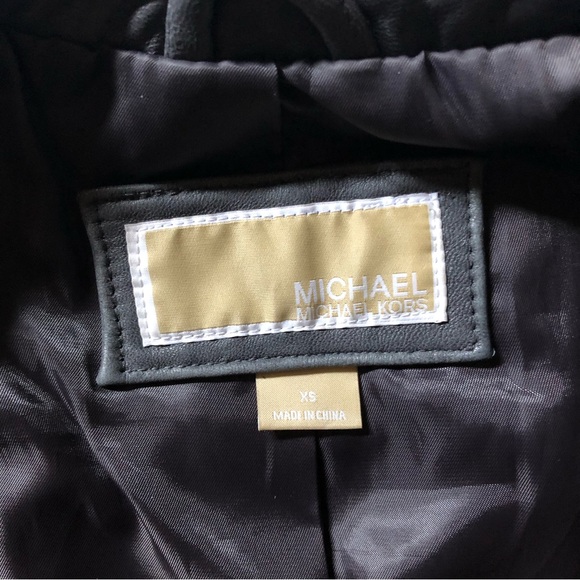 Michael Kors grey leather moto jacket - Picture 6 of 7